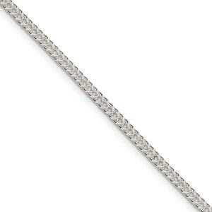 2mm Sterling Silver D/C Solid Square Franco Chain Necklace, 26 Inch